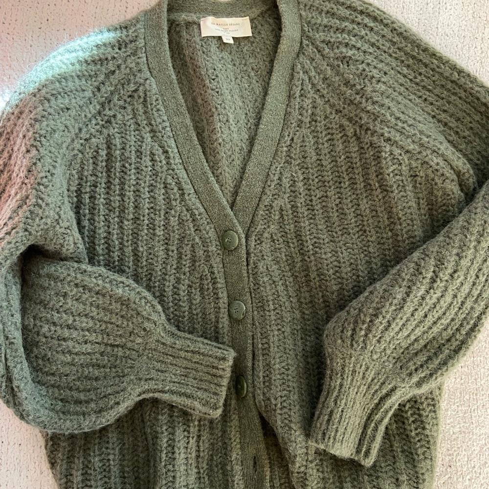 Sezane Green Basil cardigan